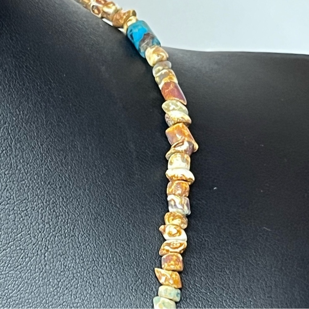 VTG Southwestern Stone Beaded Turquoise Necklace 24" - Picture 3 of 11